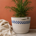Blue Leaves Cotton Basket