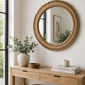Round Beaded Jute Mirror