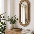 Oval Beaded Jute Mirror