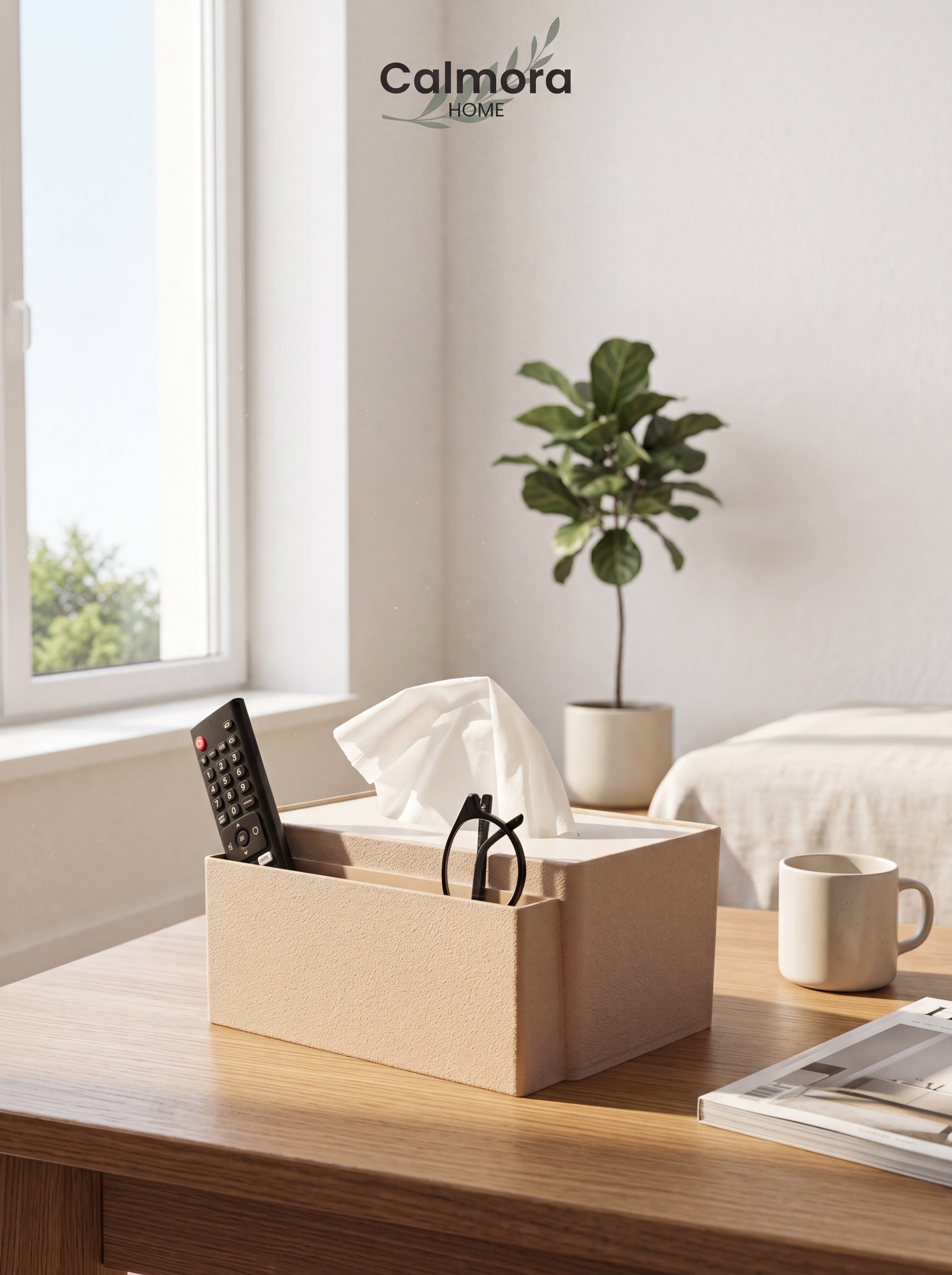 Tissue Box & Remote Organizer