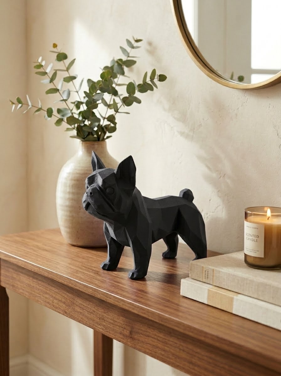 Low-Poly French Bulldog Sculpture
